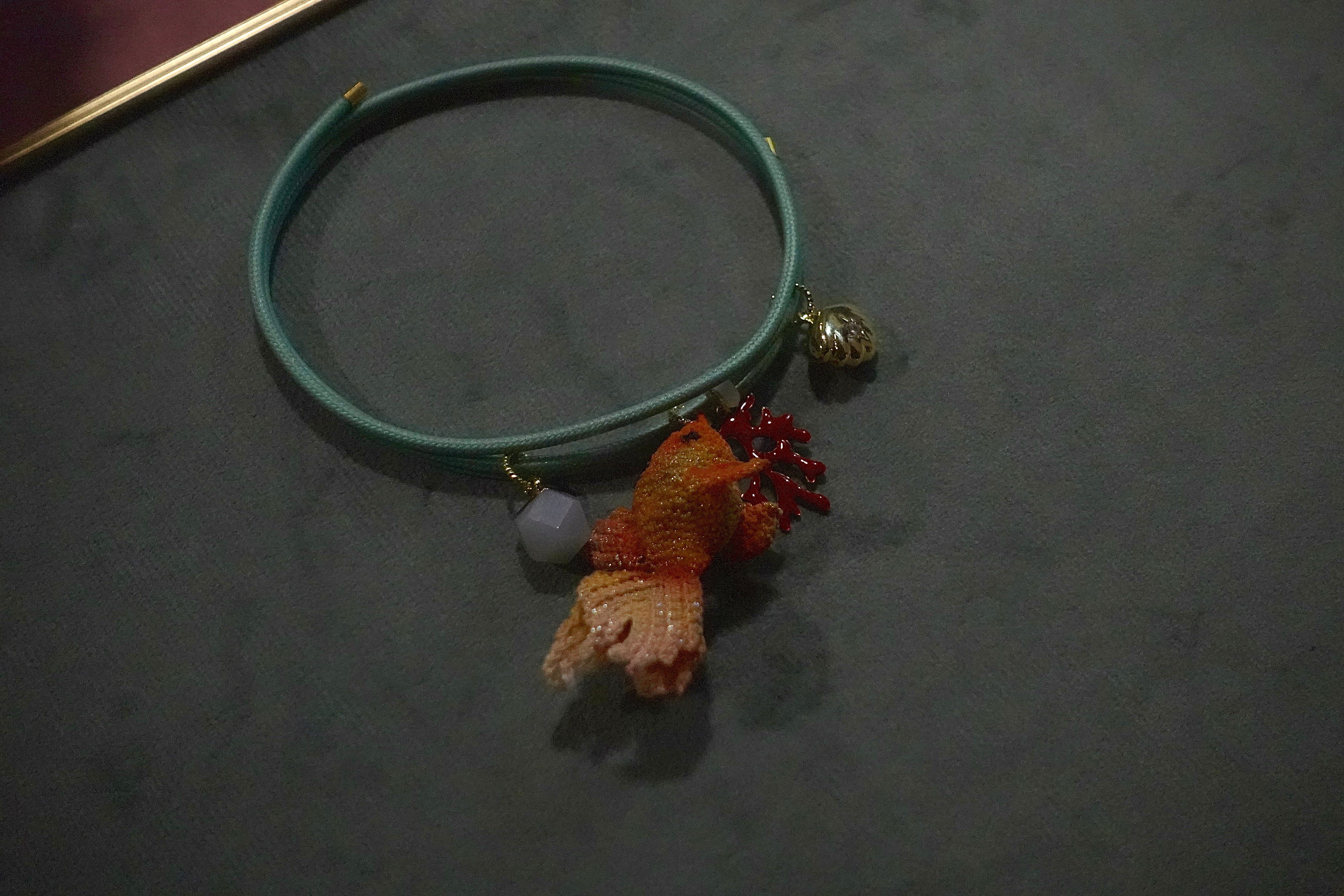 Crochet Goldfish on Turquoise Magnetic Coil