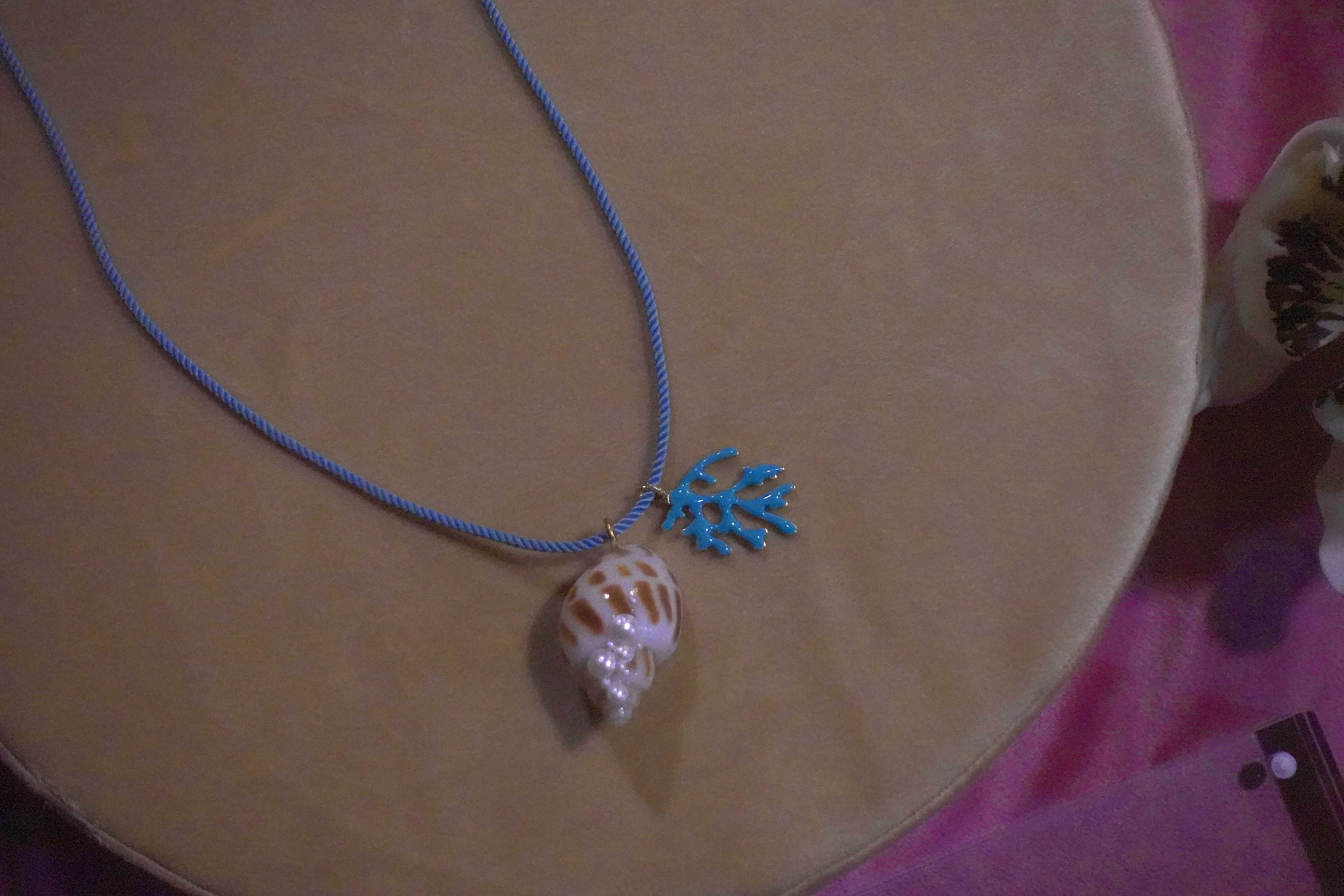 Seashell Pendant with Silk Cord Necklace